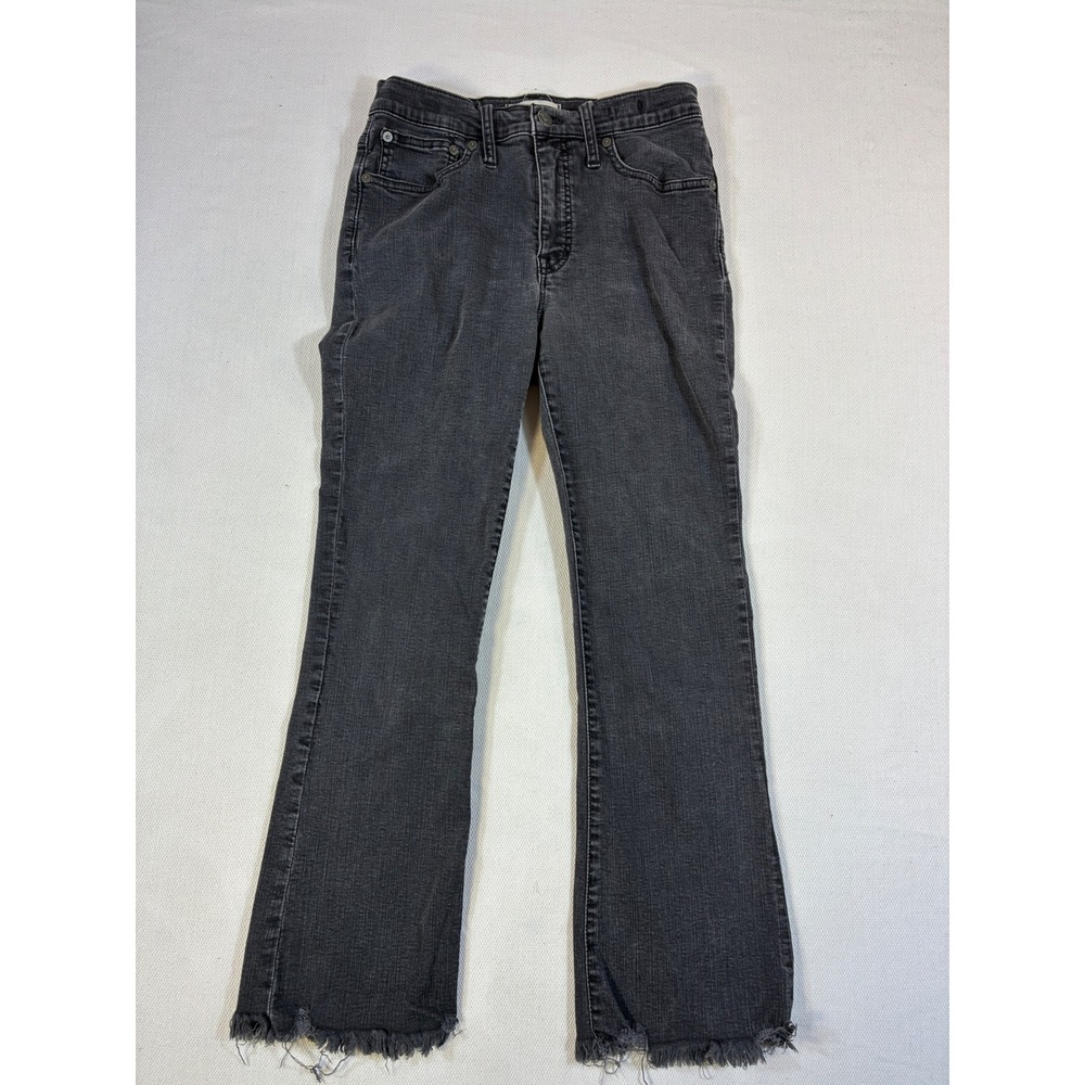 Madewell Cali Demi-Boot Jeans Black Raw Hem‎ Stretch Denim Size 27